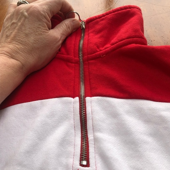 Genetic Apparel Red and White Cowl Neck Sweater with Soft Texture- xs- used - Picture 3 of 7